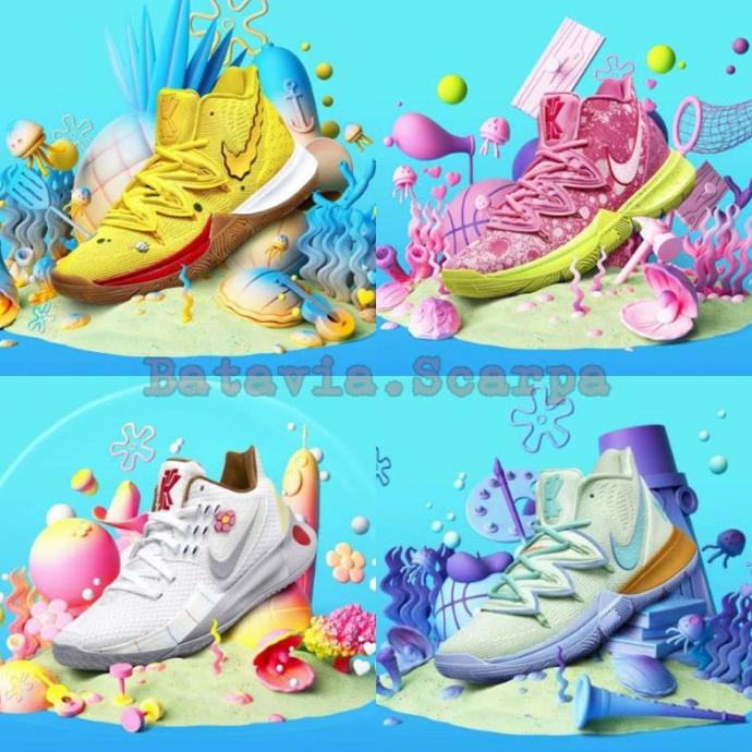 Sepatu Basket Kyrie 5 X Nickelodeon Spongebob Patrick Star Squidward Chocomarie.Area