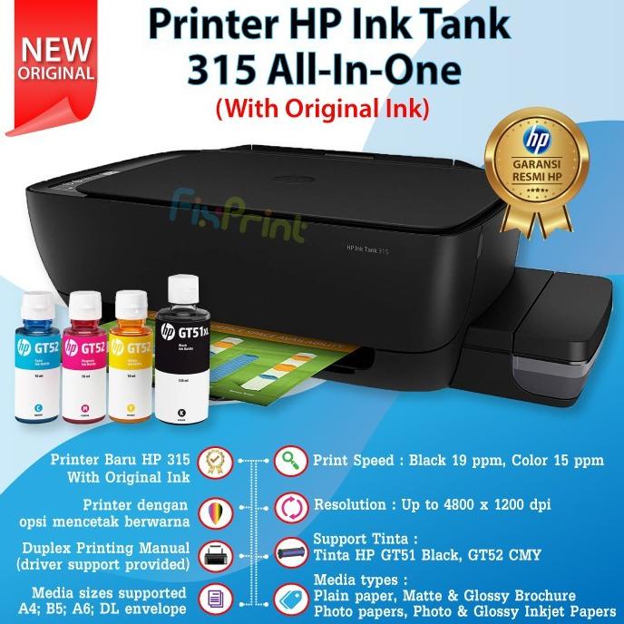 Termurah Printer Hp Ink Tank 315 All In One Inktank Hp 315 Infus Merahmeriah12