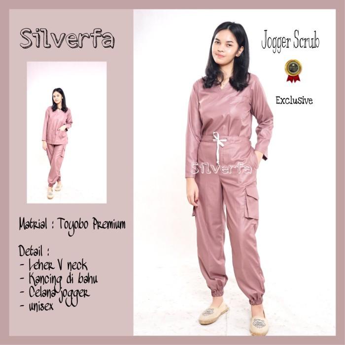 Terlaris Scrub, Seragam Medis, Baju Jaga Dokter, Oka Jogger , Lengan Panjang