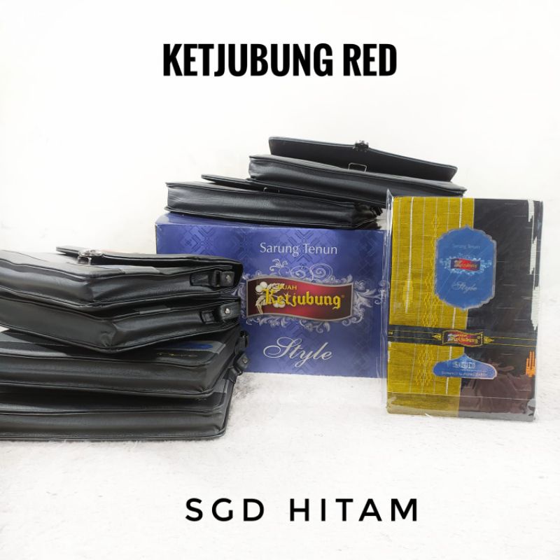 Sarung Ketjubung Red SGD Hitam Ecer Grosir SN
