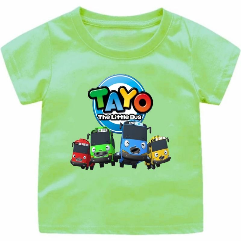 Baju Kaos Anak Laki Laki usia 1-12Tahun Gambar Bus Tayo