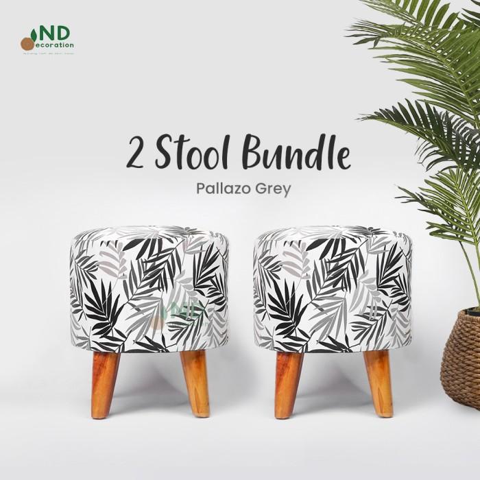 Best Seller Paket Kursi Stool / Stool Kanvas Motif Daun / Sofa Stool / Stool Bulat