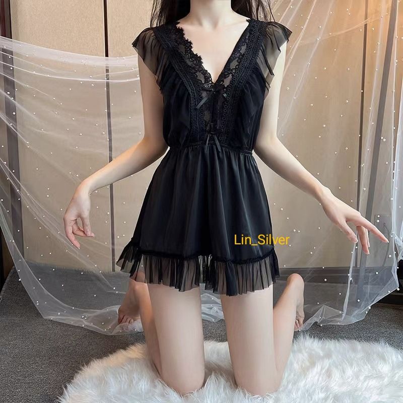 Lingerie Dress Gaun Tidur Malam Wanita Seksi Hitam / Baju Tidur Wanita Cantik Sexy Premium