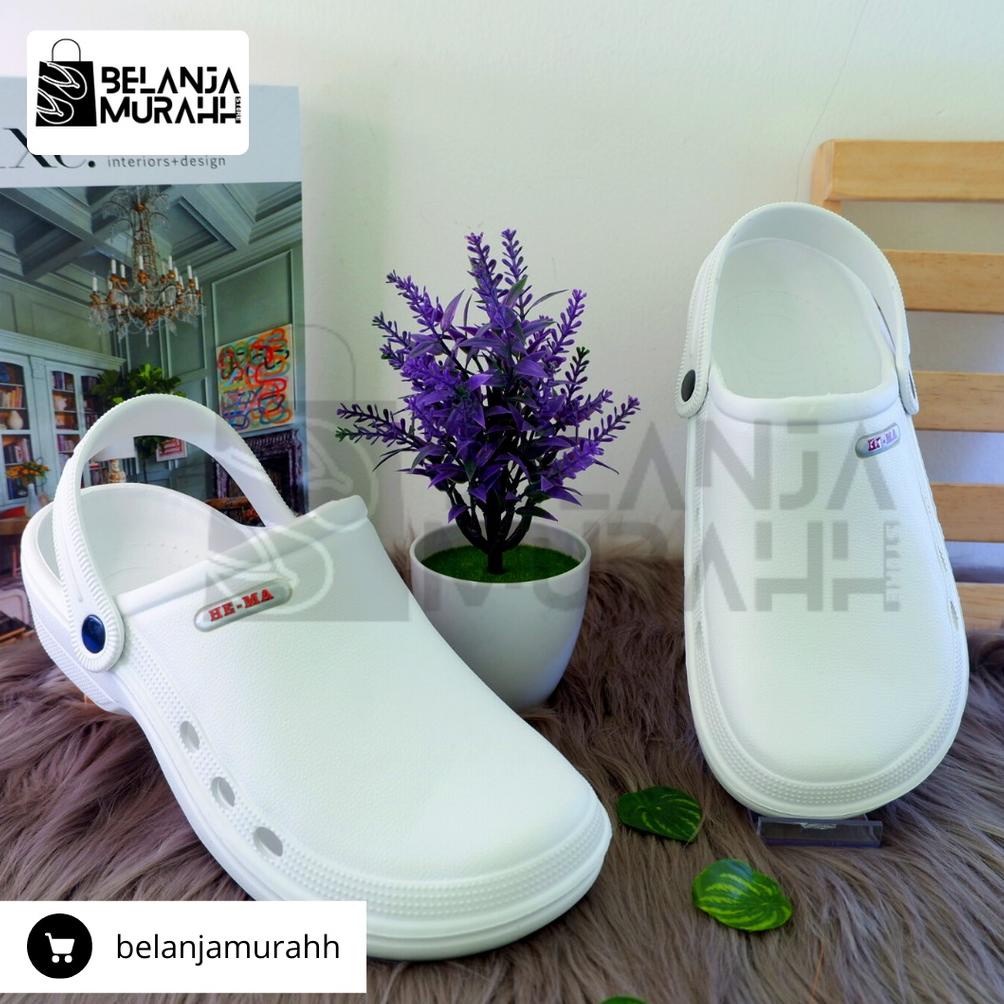 New Sandal Sepatu Model Crocs Putih Sandal Kodok He-Ma Putih Sandal Baim Sendal Perawat/ Sandal Medi