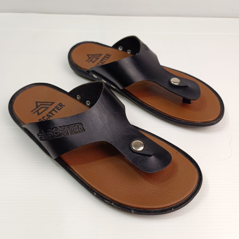 Sandal Japit Pria Simple Bahan Kulit (Dava)