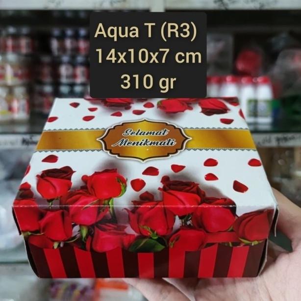 :::::::] Box / Kardus / Dus Snack Kue Makanan - 14x10x7 cm - Aqua T Mawar Merah