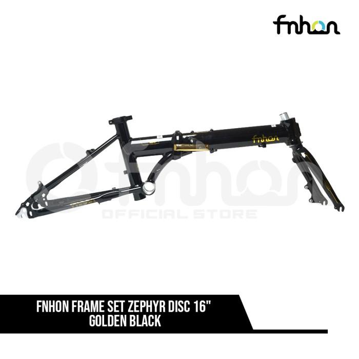 Terlaris Frame Set Fnhon Zephyr 16Inch Discbrake Plus Handlepost Black - Gold