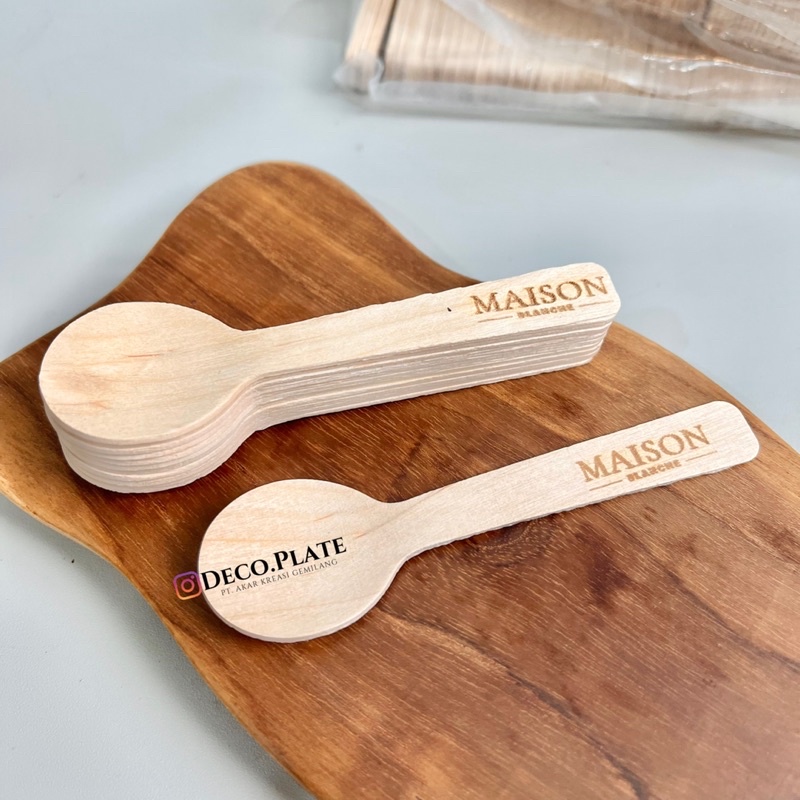 Sendok Kayu Grafir | Sendok Eskrim Kayu | Sendok Ice Cream Kayu | Deco Plate Indonesia | Sendok Eskr