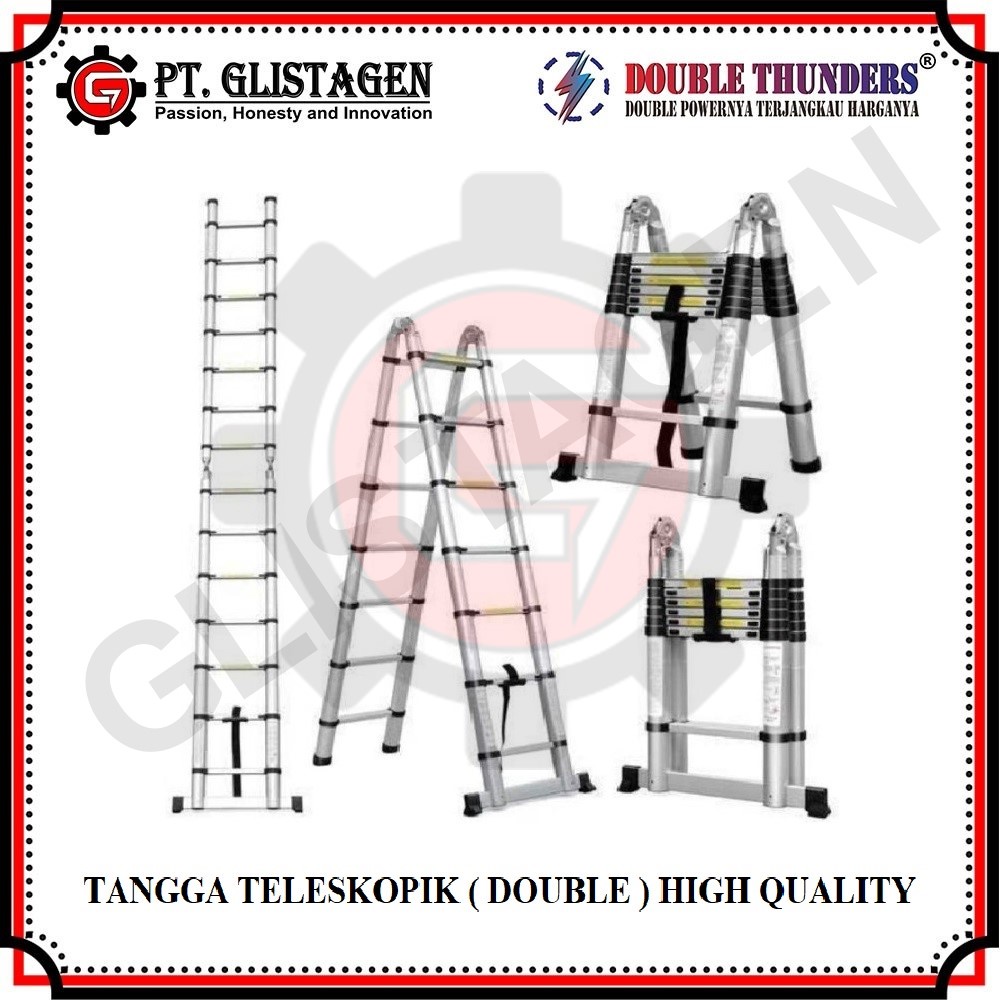 Tangga Teleskopik Aluminium Double 3.3Meter + 3.3Meter ( 6.6 Meter )