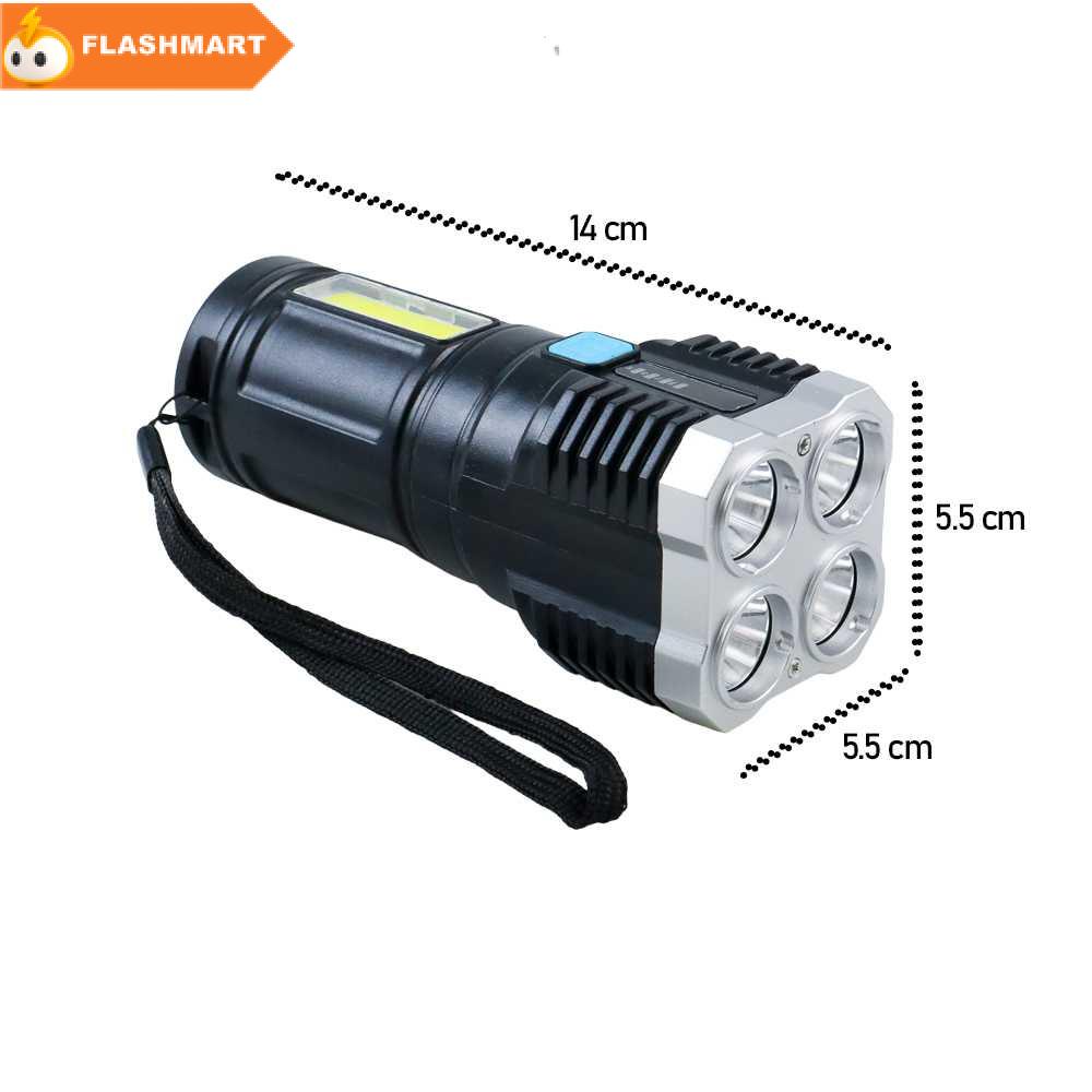 FLASHMART Senter LED Flashlight USB Rechargeable 4 XPE + COB - L-S03