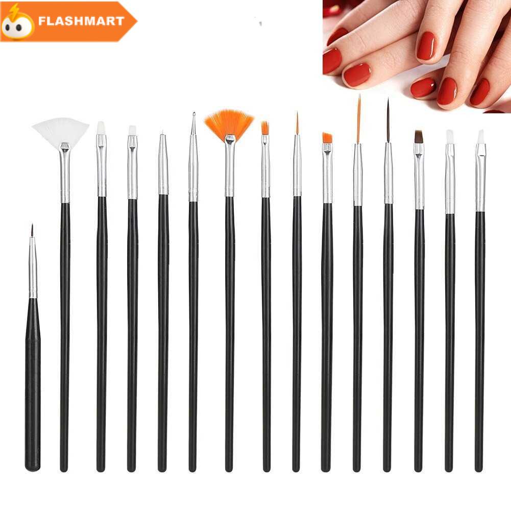 FLASHMART Kuas Kutek Kuku Brush Nail Art Dotting Tools 15 PCS - N1800