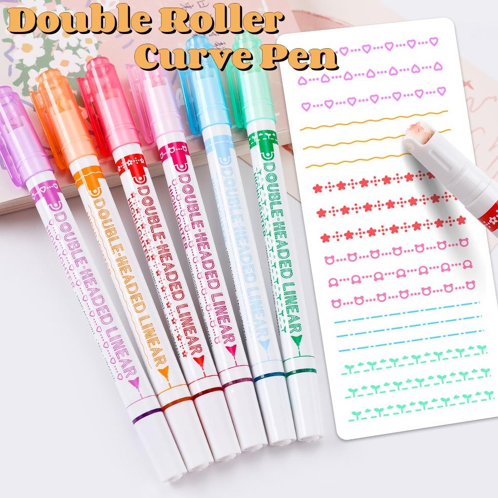 

3 /6 Pcs Double-Head Rollar Curve Pen Stabilo Lucu Berbentuk Bunga Cinta Beda Kurva Garis Tulisan Grafiti Menggambar Alat Spidol Terintegrasi Pen Tangan Akun Alat Tulis