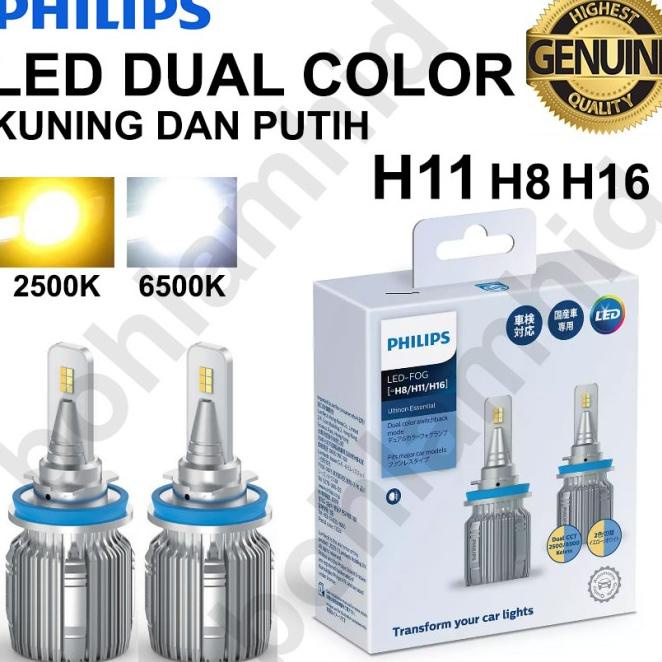 Led Mobil Philips Ultinon 2 Warna H11 H16 H8 Foglamp Putih Kuning