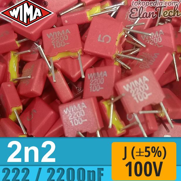 Wima 2n2 / 2.2nF / 222 / 2200pF J 100V Capacitor Kapasitor Elan73c Ayo Order