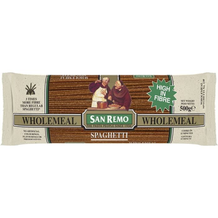 

San Remo Pasta Spaghetti Wholemeal 500gr