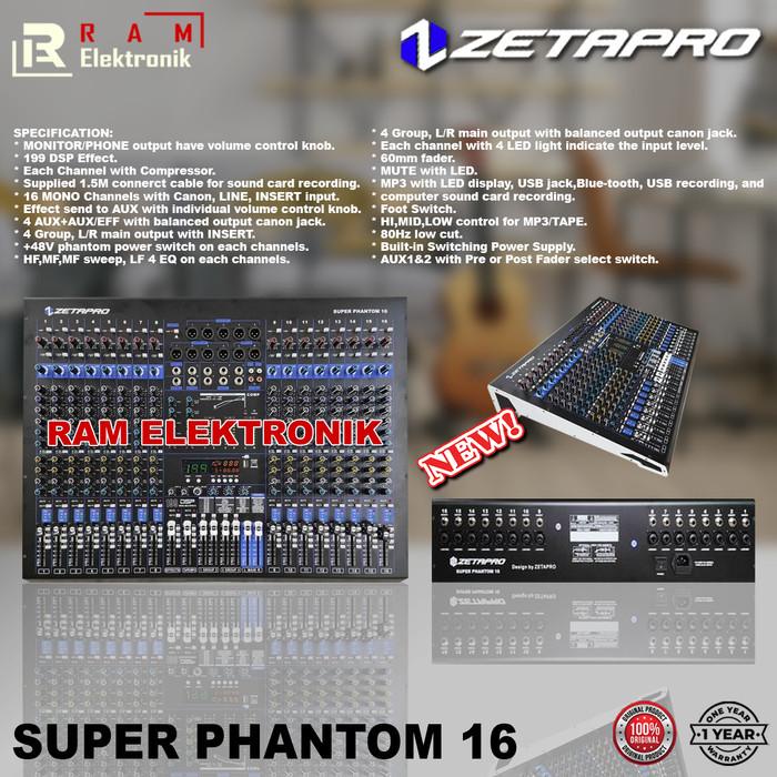 Terlaris Mixer 16 Channel Zetapro Super Phantom 16 Terbaru Original