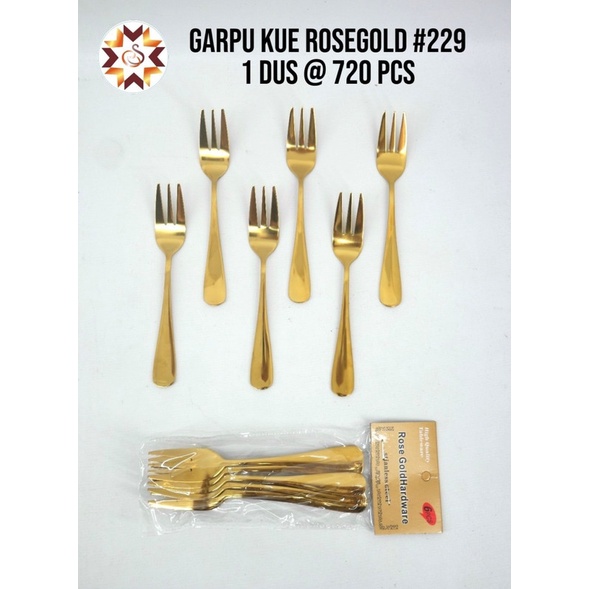 Cake Fork Garpu Kue Dessert Buah Emas Gold Stainless Steel #229 - isi 6 pcs