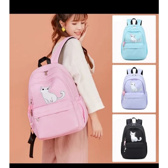 Tas Ransel Wanita Tas Ransel Sekolah Motif Kucing Tas Backpack Sekolah