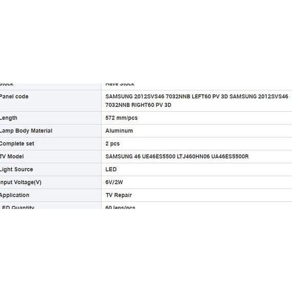 BACKLIGHT TV LED SAMSUNG 46 IN UA 46ES6220 46ES8000 LAMPU BL SMD STRIP 46ES UA46ES6220 UA46ES6220M U