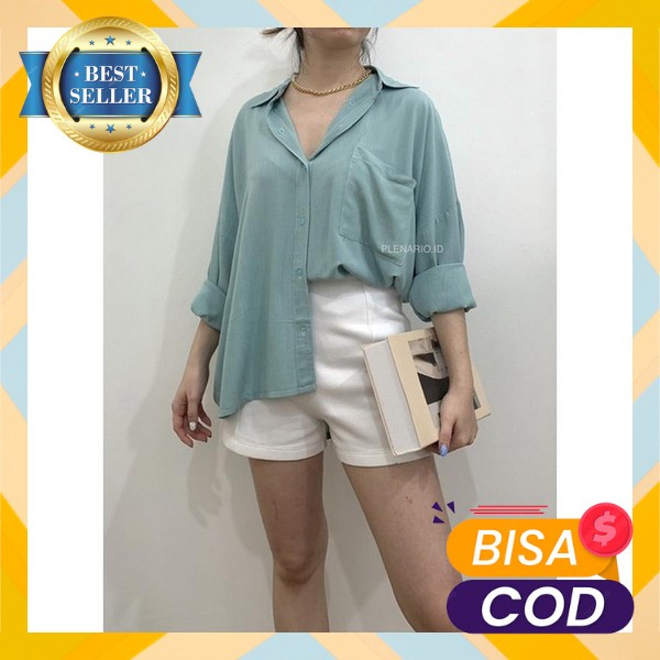 Baju Kerja Kemaja Formal Berkerah Krmeja Cewek Cantik Kameja Fashion Wanita Keneja Import Premium Ke