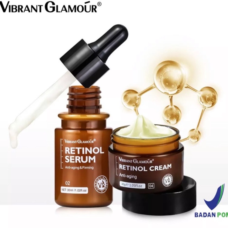 12.12 STOK READY [BPOM] Vibrant Glamour Retinol set Cream Wajah 30g + Serum Wajah 30ml !