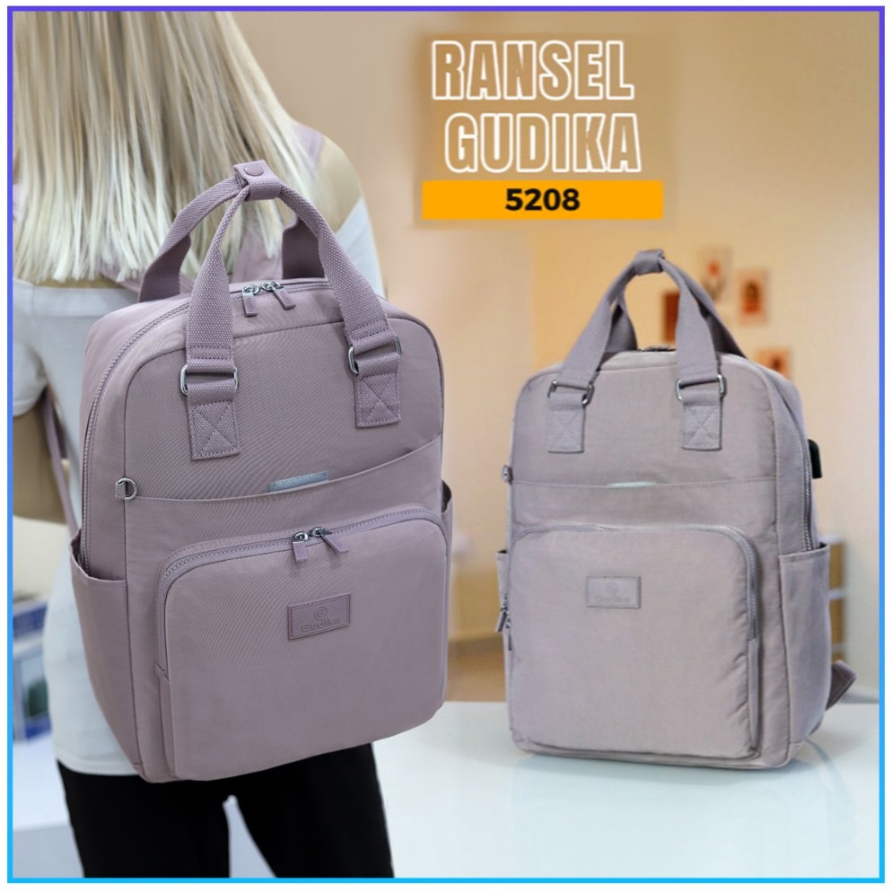 Terlaris.. GUDIKA 5208 - Tas Ransel Laptop Wanita Kekinian Import Original Terbaru Bahan Nilon Water