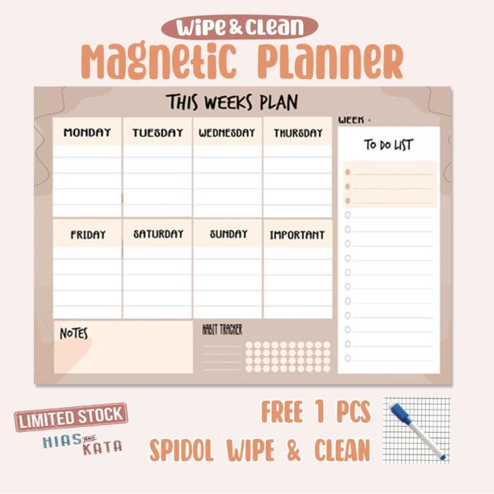 

Magnet Planner Weekly Planner Magnetic Aesthetic (Bonus Spidol)