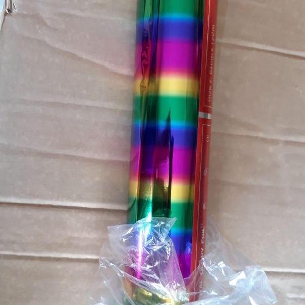 

KERTAS FOIL / HOT STAMPING FOIL PELANGI 7 WARNA 1/2 ROLL / Poly Emboss