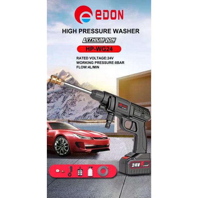 Edon High Washer Pressure 21V Cordless Mesin Steam Batre Baterai
