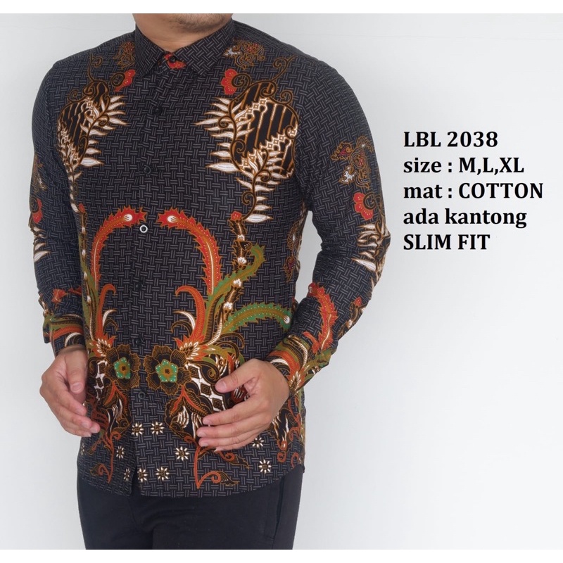 KEMEJA BATIK LUIGI BATANI KEMEJA SLIMFIT PRIA LENGAN PANJANG LBL 2038