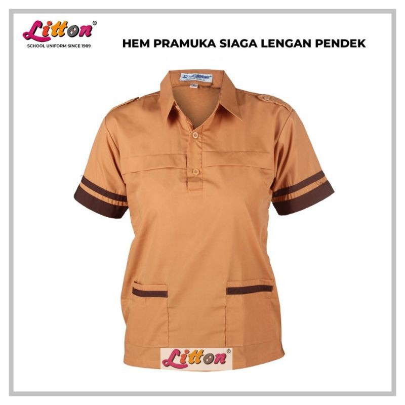 LITTON Baju Seragam Pramuka  Siaga Lengan Pendek / Hem Pramuka Ukuran Jumbo / Seragam Sekolah