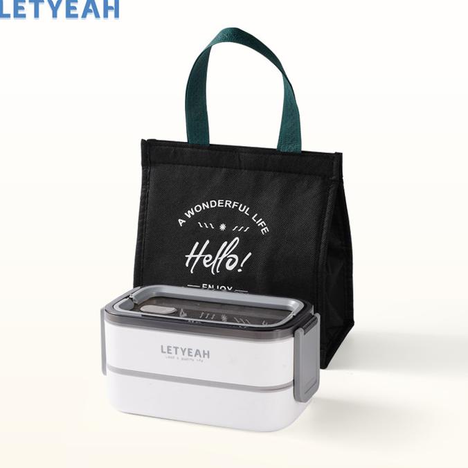 LetYeah 1600ml Kotak makan lunch box anti tumpah tahan panas+tas bekal