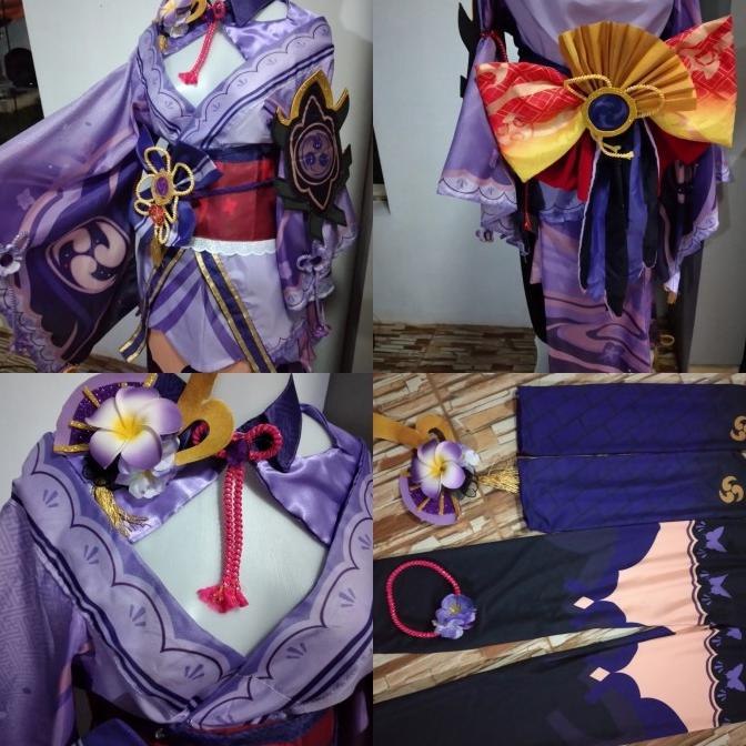 READY Raiden shogun wig costume geta genshin impact cosplay