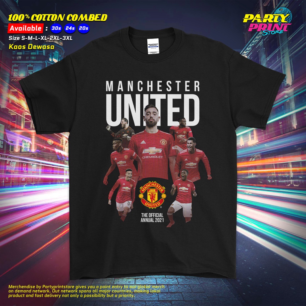 Partyprintstore Kaos Pria Sepak Bola Manchester United Official Annual 2021