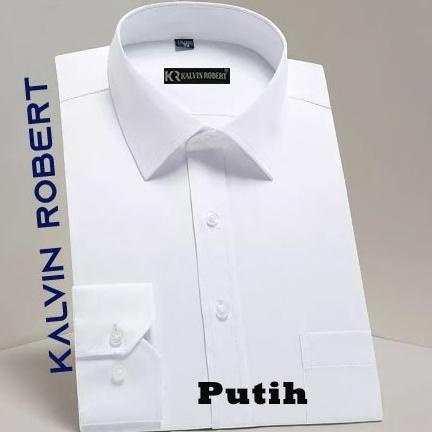 Kemeja Hem Pria Laki Lengan Panjang Putih