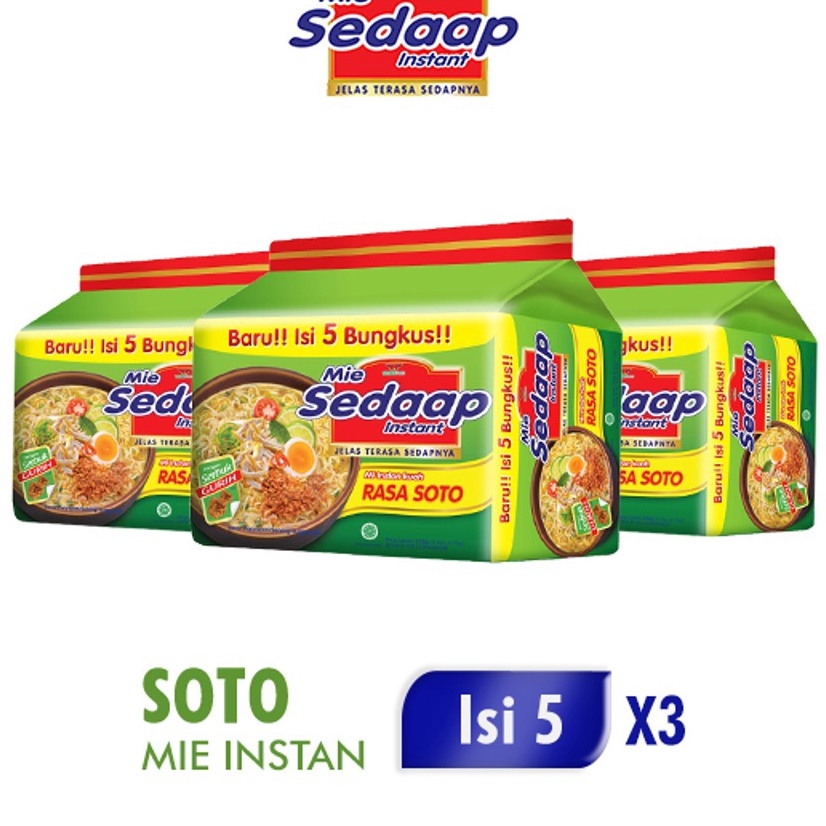 

Diskon ⭐✔️ Mie Sedaap Soto 75gr isi 5 Triple Pack