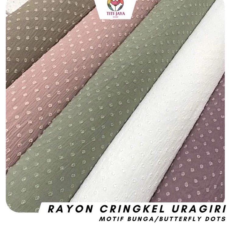 (XC26619) (TERMURAH) Rayon CRINKLE CEY Airflow URAGIRI ONE TONE Original / Kain Katun Motif Dots one
