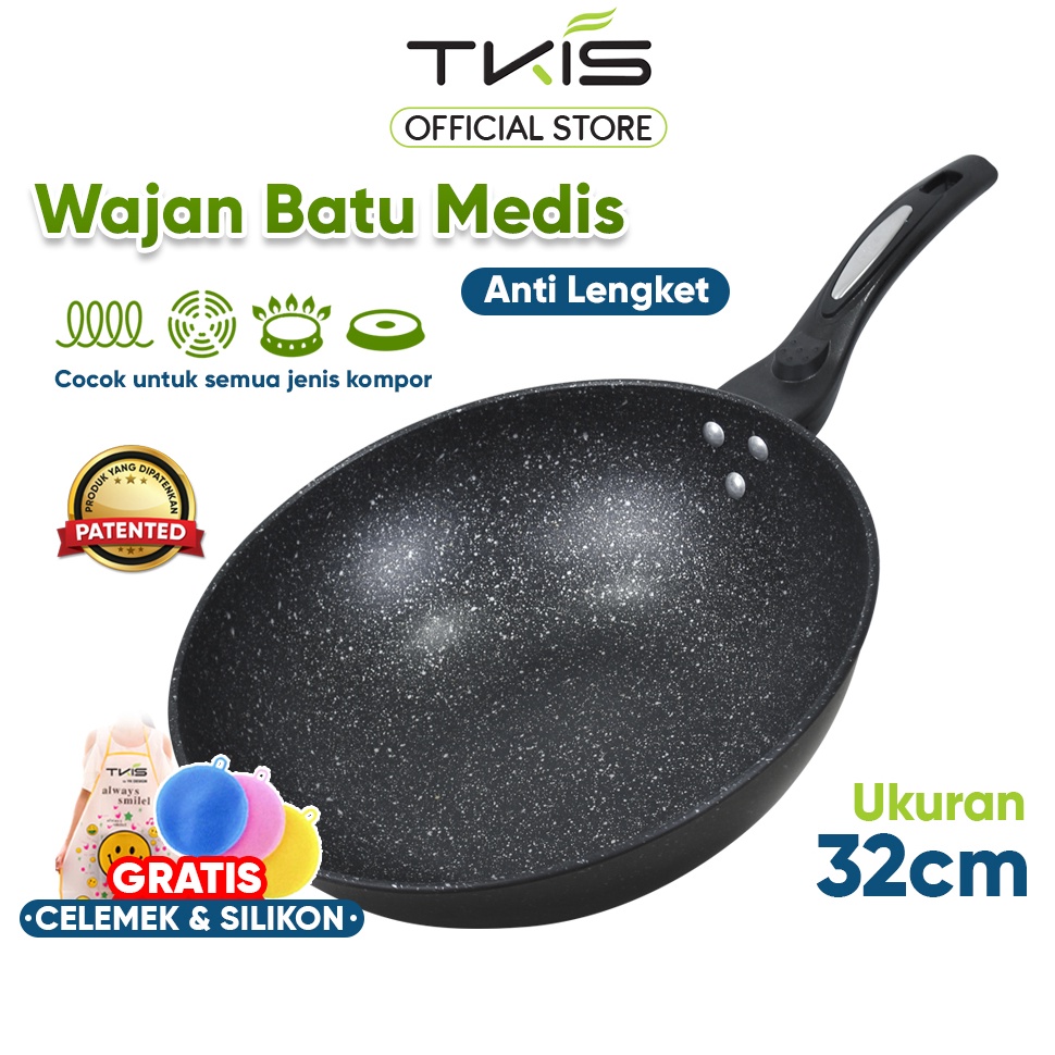 VIRAL TKIS Panci Wok / Wok Pan Panci Penggorengan Anti Lengket 32 CM TK-822