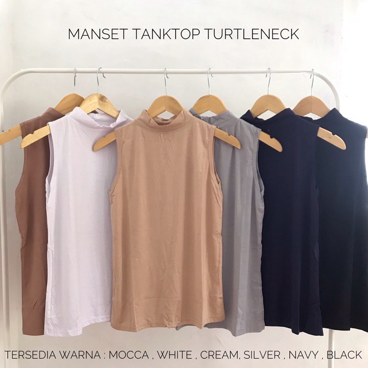 Dijamin Ori Manset Tanpa Lengan Inner Manset Buntung Kerah Tinggi Dalaman Buntung Kaos Daleman Wanit