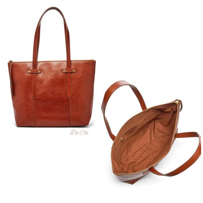 Tas Fossil Felicity tote medium brown sz 30/39x13x28cm