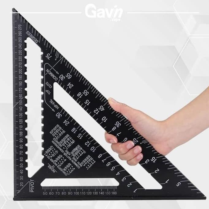 

Speed square 12 inch black 30cm penggaris segitiga woodworking premium