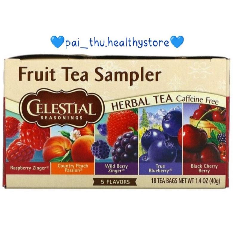 

Celestial Seasonings Fruit Tea Sampler Herbal Tea-Caffeine FREE-Teh Organik(5 flavors)@18teabags/box Best Seller