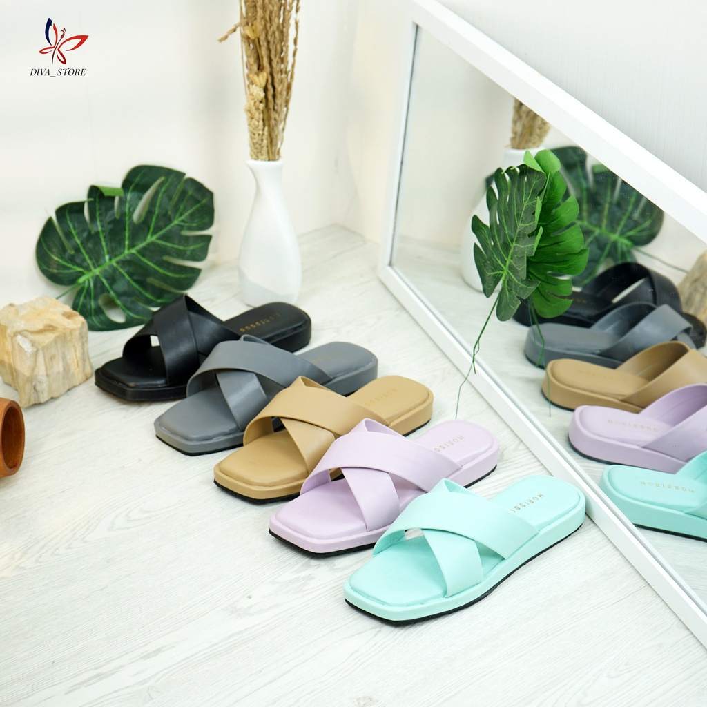 flash sale 7,7 Sendal Wanita OOTD Casual Wanita Silang AB 11