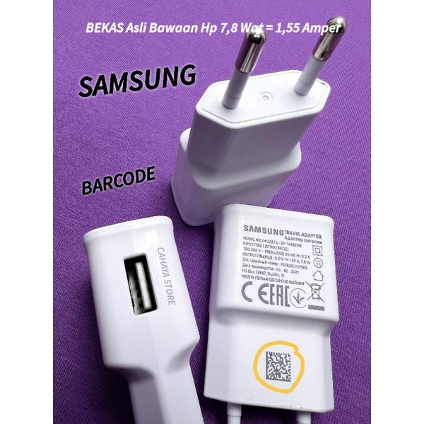 Kepala Charger Travel SamSuNg Ori 1,55A 7,8Wat A03 Core A10S A02 A03 J5 2016 J8 J6 J5 Pro J7 2016 J7