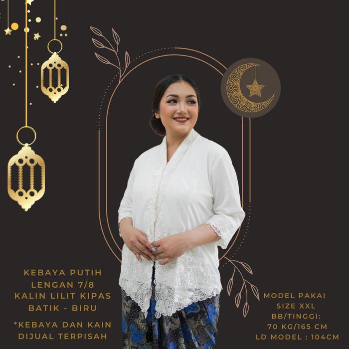 Terlaris Baju Kebaya Encim Putih Lengan 7/8 - Malika Kebaya Ncim Modern - Pakai