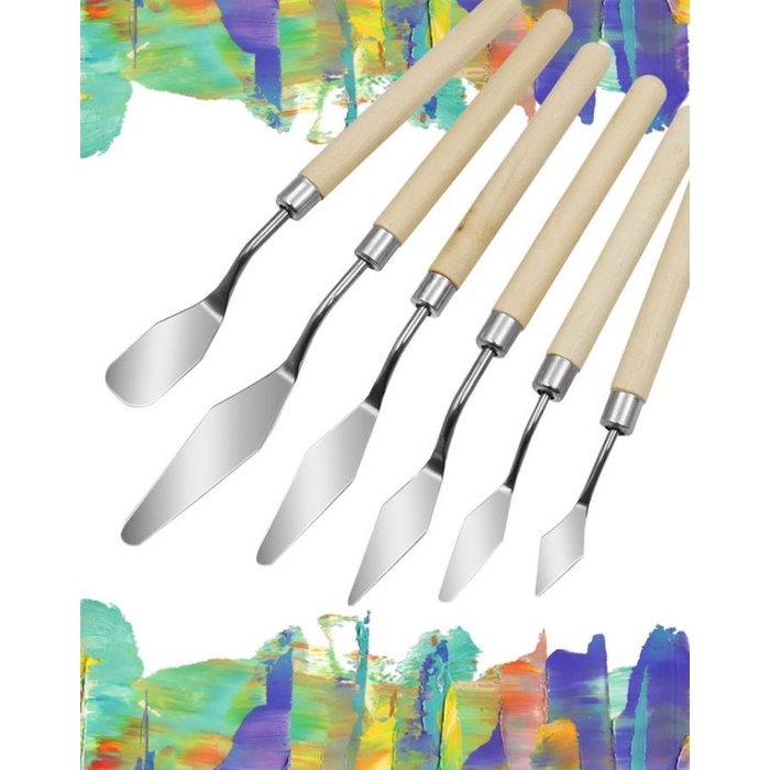 

Terlaris 5 Pcs Oil Paint Scraper Set Spatula / Alat Campur Cat Pallet Palette