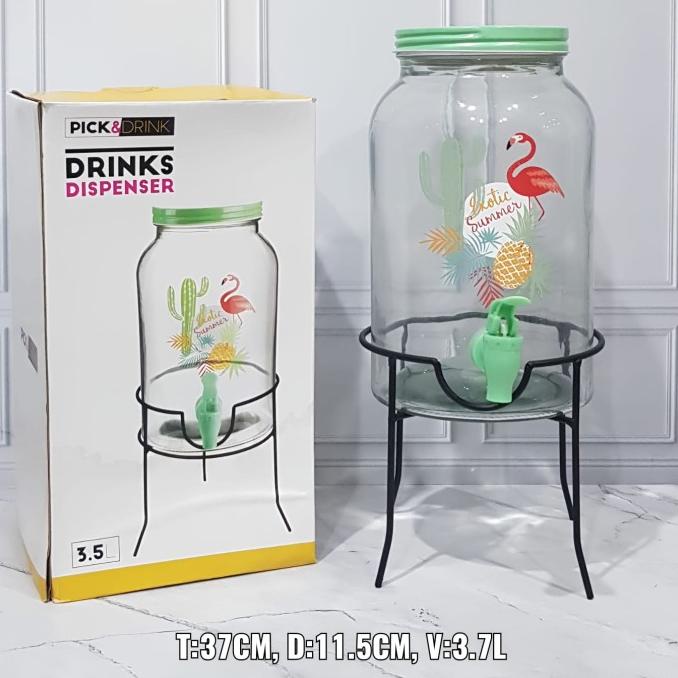 Dispenser Kaca 3.5L/ Dispenser Hermetico with Lid Assorted MMS