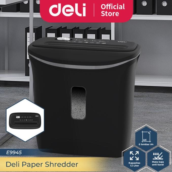 

Deli Penghancur Kertas Paper Shredder Kapasitas 6 Lembar 12 Ltr E9945