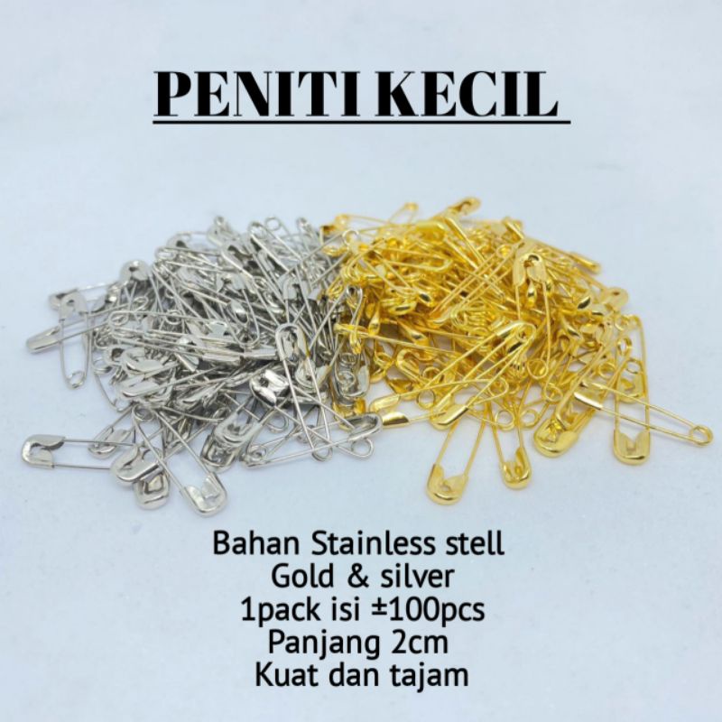 [100pcs] Jarum Peniti Kecil Peniti Hijab Dagu Murah Peniti Emas Perak Silver isi 100 pcs /11gr