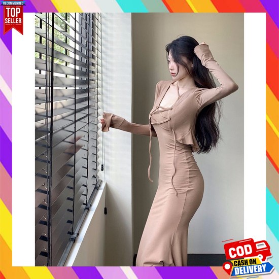 Baju Gamis Elegan Dress Wanita Terbaru 2023 Gaun Cewek Import Dresss Perempuan Korea Pakaian Modern 